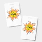 Badge Tournesol jaune orange brun ajouter nom texte flor (Avant & arrière)