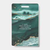 Badge Tourquoise Agate Gold Parties scintillant Script M (Arrière)
