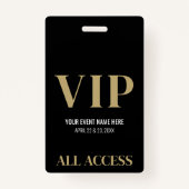 Badge Tous accès Elegant Black Gold Event VIP (Devant)
