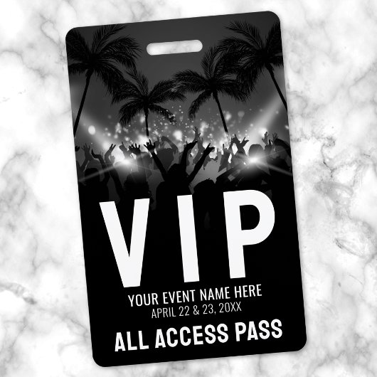Badge Tous les accès Pass Black White Event VIP