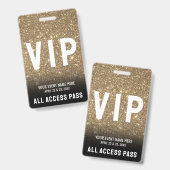 Badge Tout Accès Or Noir VIP (Avant & arrière)