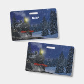 Badge Train de Noël dans la neige (Avant & arrière)