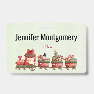 Badge Train de Noël Vintage avec jouets