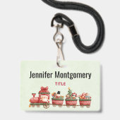 Badge Train de Noël Vintage avec jouets (Arrière avec lanière)