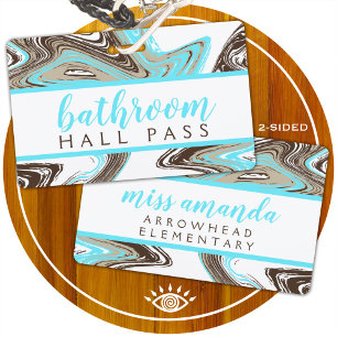 Badge traits de bleu vert et de chocolat SALLE DE BAIN C