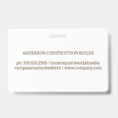 Badge Travailleur au chantier de construction | Bois (Dos)