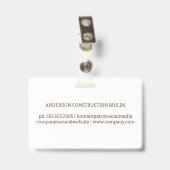 Badge Travailleur au chantier de construction | Bois (Dos avec clip)