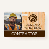 Badge Travailleur au chantier de construction | Bois (Devant)