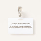 Badge Travailleur au chantier de construction | Bois (Dos avec clip)