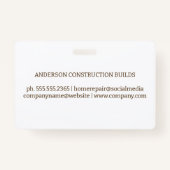 Badge Travailleur au chantier de construction | Bois (Dos)