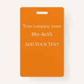 Badge Travailleur bénévole Orange ID employé avec logo (Dos)