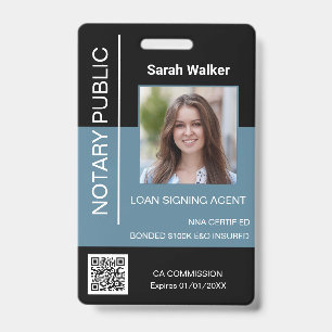 Badge Travailleur de bureau de notaire public ID noir bl