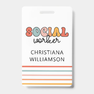 Badge Travailleur social rétro personnalisé