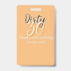 Badge Trente sales orange blanc simple anniversaire rétr
