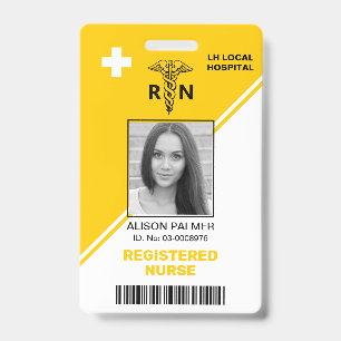 Badge Triangles géométriques jaunes Infirmière diplômée