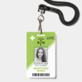 Badge Triangles géométriques vert citron Infirmière dipl (Avant avec lanière)