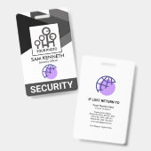 Badge Triangles gris monochrome Personnel de sécurité ID (Avant & arrière)