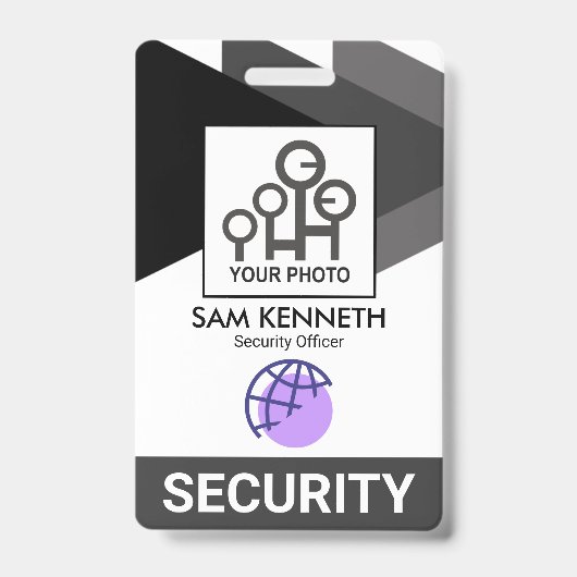 Badge Triangles gris monochrome Personnel de sécurité ID (Avant)
