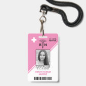 Badge Triangles roses géométriques Infirmière diplômée I (Avant avec lanière)