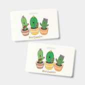 Badge Trio de cactus mignons chantant illustration de de (Avant & arrière)