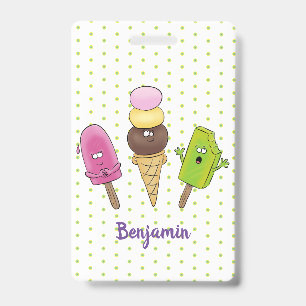 Badge Trio de glaces esquimau drôle et mignon en dessin