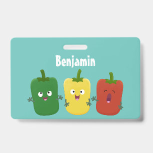 Badge Trio de poivrons mignons capsicum chantant en dess