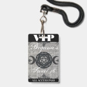 Badge Triple Moon Goddess Burlap VIP Pass Fête d'anniver (Arrière avec lanière)