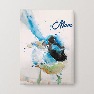 Badge Troène bleu Wrens Aquarelle Bébé Bleu Australien