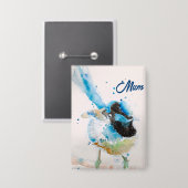 Badge Troène bleu Wrens Aquarelle Bébé Bleu Australien (Recto/Verso)