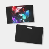 Badge Trois papillons brillants sur l'arrière - plan de  (Avant & arrière)