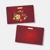 Badge Trois roses en bijoux (Avant & arrière)