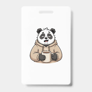 Badge Trop fatigué pour fonctionner Panda Café Dessin an