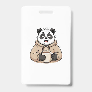 Badge Trop fatigué pour fonctionner Panda Café Dessin an