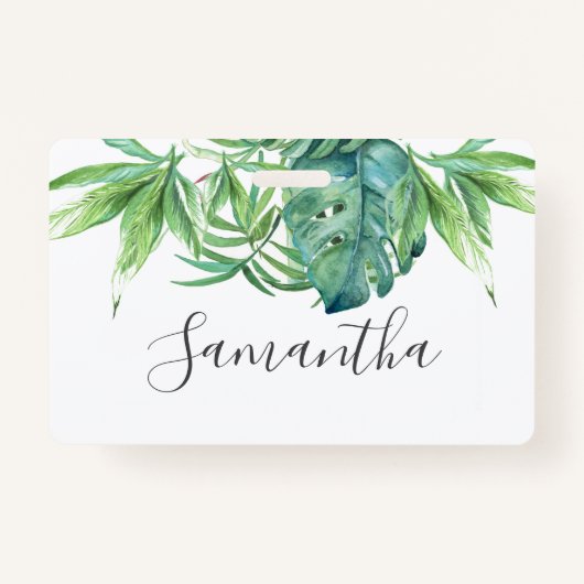 Badge Tropical Palm Leaves Name Tags (Devant)