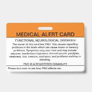 Badge Trouble neurologique fonctionnel Insigne Médicale