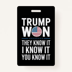 Badge Trump remporte la victoire du 47e président 2024