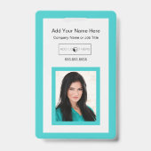 Badge Turquoise ajouter l'identification du logo photo (Dos)