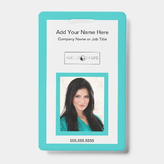 Badge Turquoise ajouter l'identification du logo photo (Face)