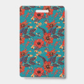 Badge Turquoise et rouge Floral Local Café Restaurant (Arrière)