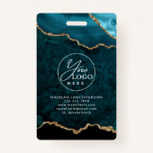 Badge Turquoise Gold Agate Marble Entreprise ID (Dos)