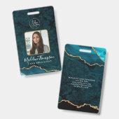 Badge Turquoise Gold Agate Marbre Business Logo Identifi (Front & Back)