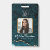 Badge Turquoise Gold Agate Marbre Business Logo Identifi (Front)