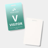 Badge Turquoise Gradient Ajouter votre logo Visiteur (Avant & arrière)