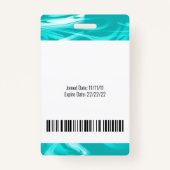 Badge Turquoise Green Marble Photo Code-barres Logo Pers (Dos)