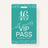 Turquoise Turquoise Sweet 16 Invitation carte VIP