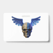 Badge Two-Toned Skull with Blue Stylized Wings (Arrière)