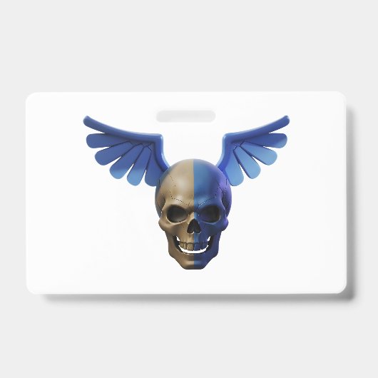 Badge Two-Toned Skull with Blue Stylized Wings (Avant)