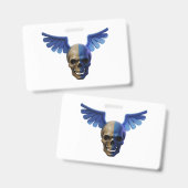 Badge Two-Toned Skull with Blue Stylized Wings (Avant & arrière)