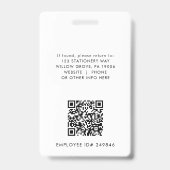 Badge Typographie chic Photo QR Code ID petite entrepris (Arrière)