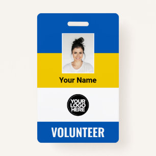 Badge Ukraine Drapeau Volontaire Photo Nom du logo